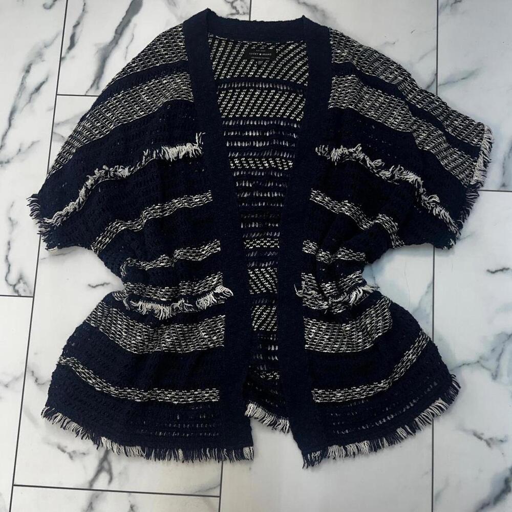Lucky Brand Women's Blue and Black Cardigan